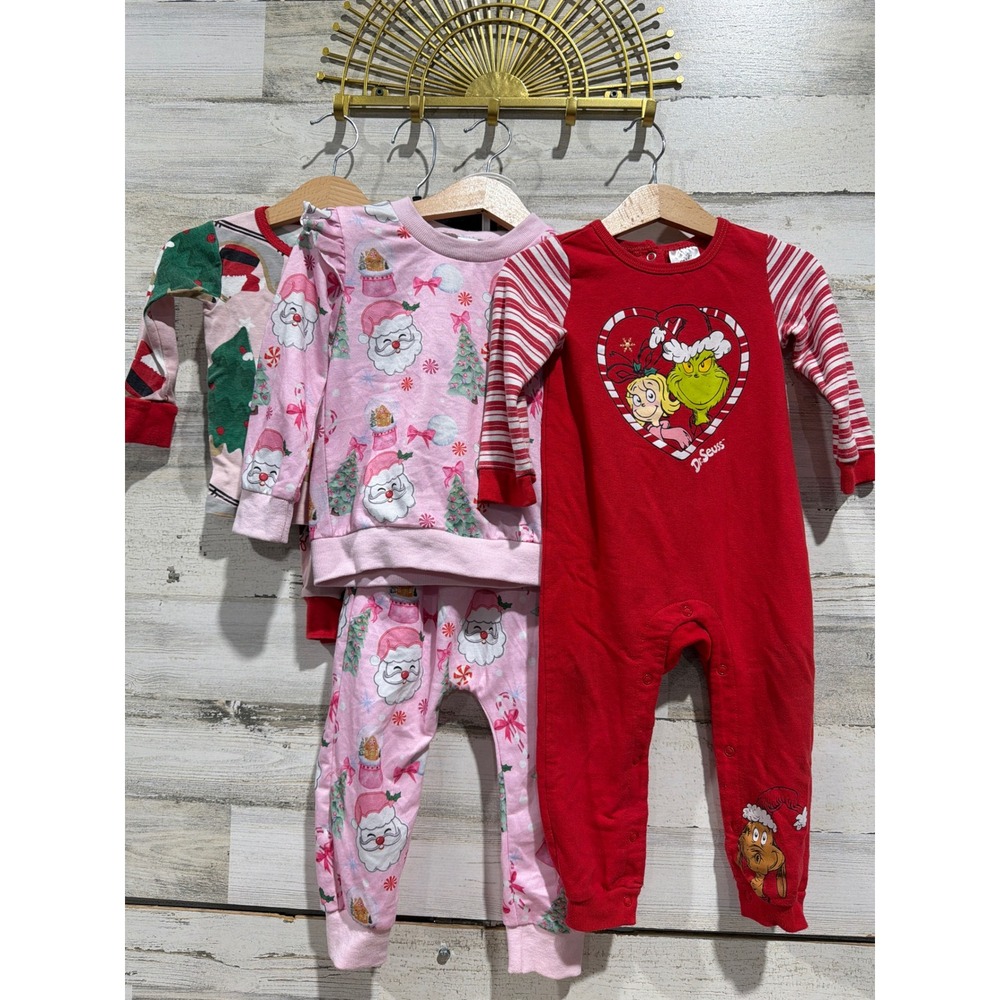 Carter's Dr Seuss Boutique Holiday Pajama Bundle Girls 18M Grinch‎ Santa